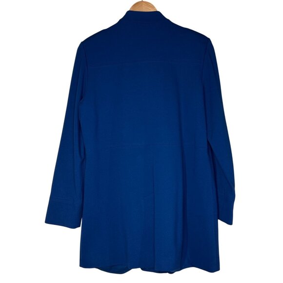 Chicos Jacket Womens Size 1 Blue Stand Collar Button Front Career Coat Pockets - Picture 3 of 10